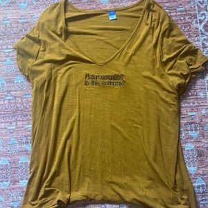 Short Sleeve Shirt with Embroidery on Front “Heterosexuality? In this economy?”